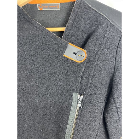 Cop Copine Boiled Wool Black Artsy Asymmetrical Jacket Womens Size XS - Picture 4 of 11